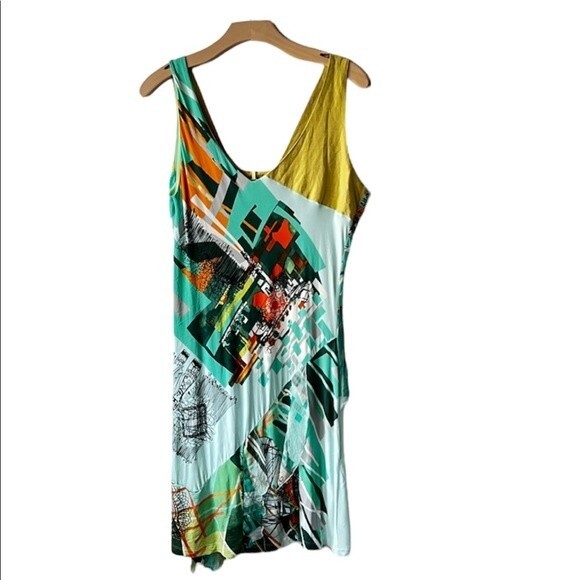 Save the Queen Asymmetrical Hem Abstract Print Sleeveless Dress XL - Picture 2 of 13